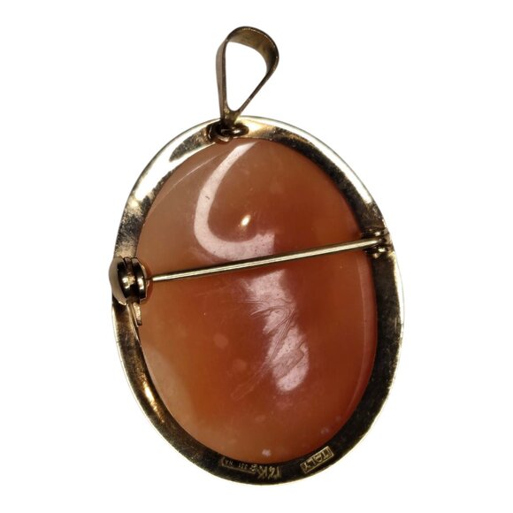 Vintage Italian Cameo in 14K Gold Handcrafted in Napoli 585 Yellow Gold Pendant - Picture 8 of 14
